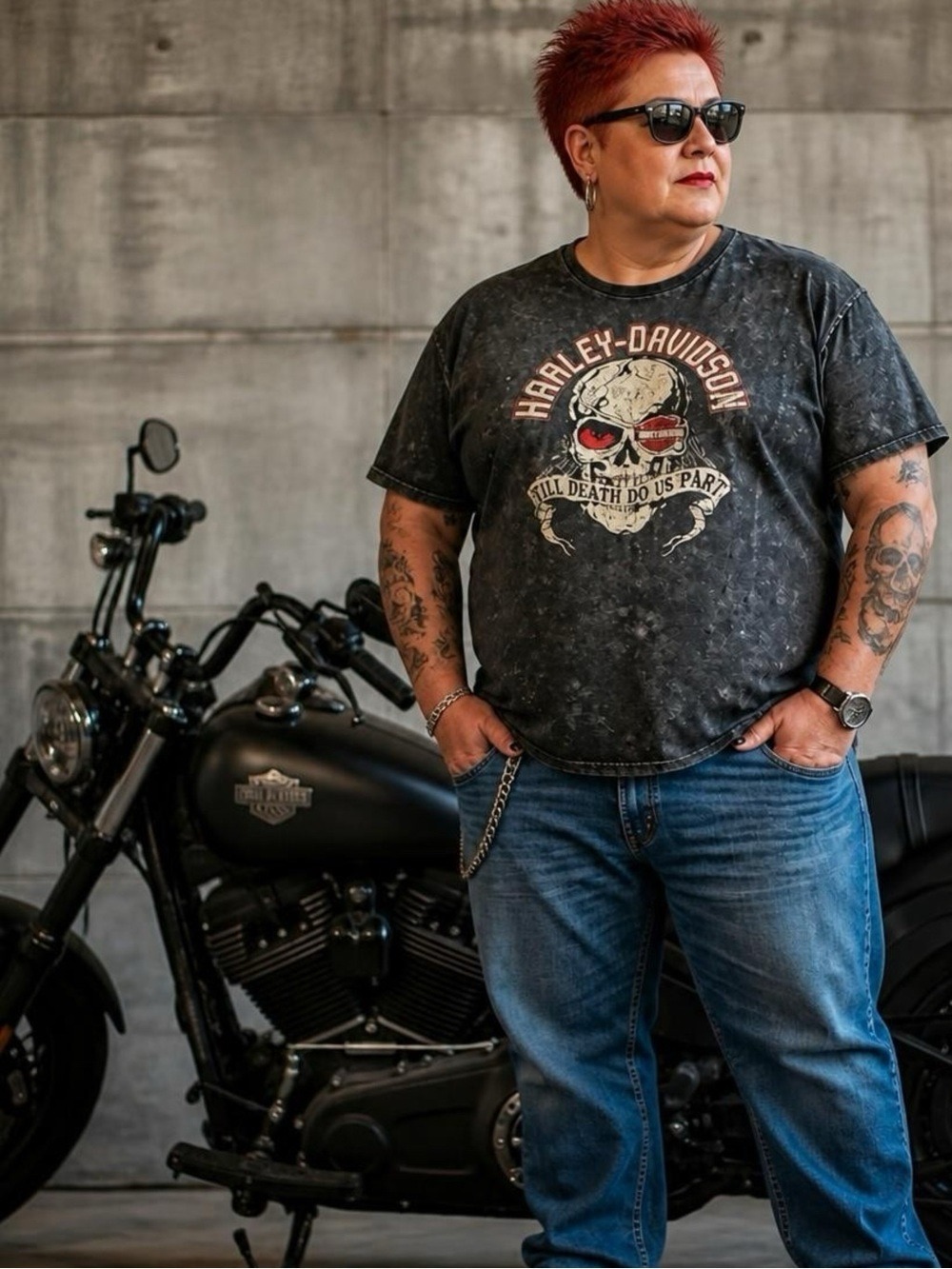Authentic Harley-Davidson Black Skull Distressed Graphic Plus Size Tee 3X Unisex